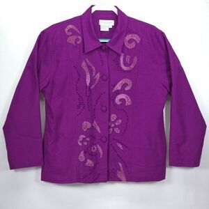 Great Cavalier Embroidered Jacket‎ Women's Small 100% Silk Momcore Cabincore